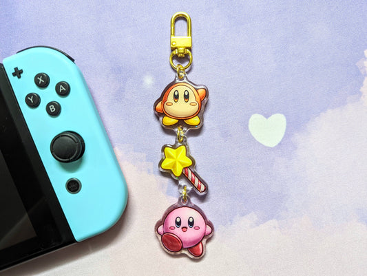 Video Game Cute 3-in-1 Linking Glitter Acrylic Keychain
