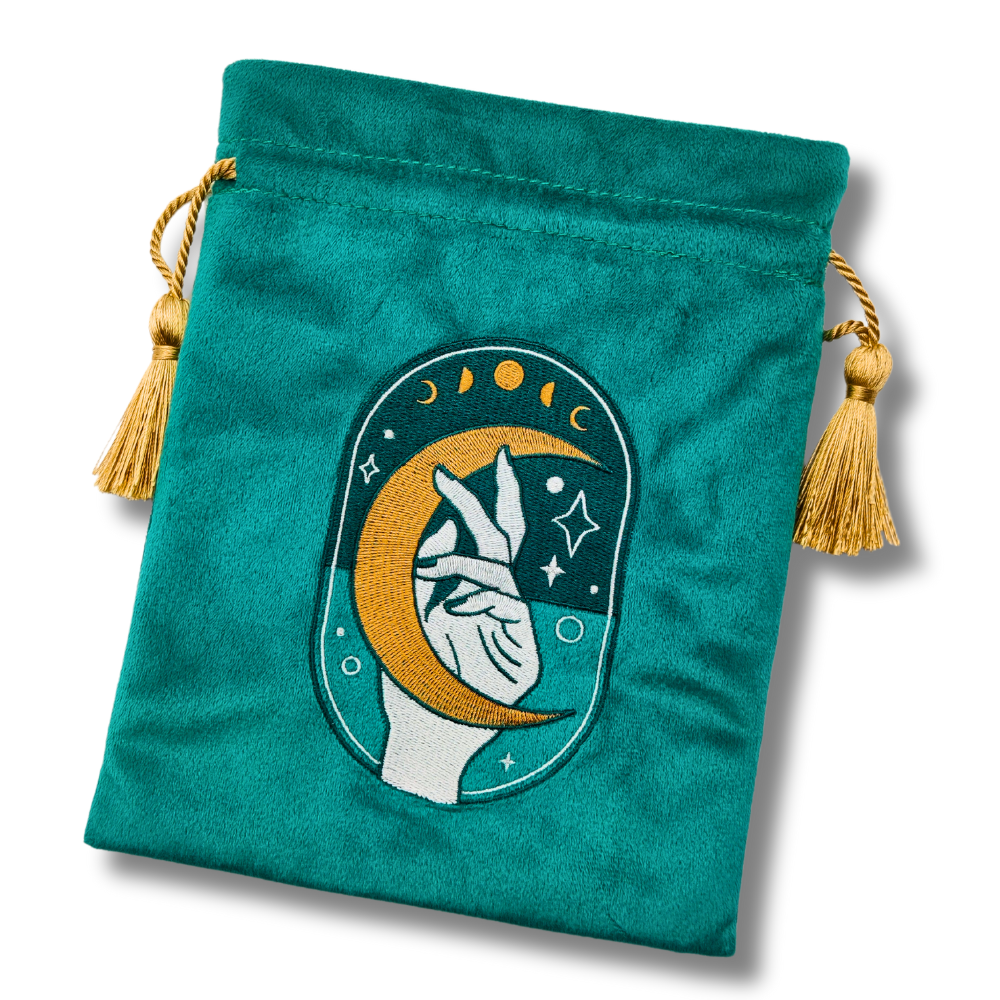 Green Embroidered Drawstring Pouch