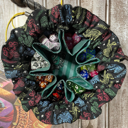 Green Wizard School Section Dice Bag