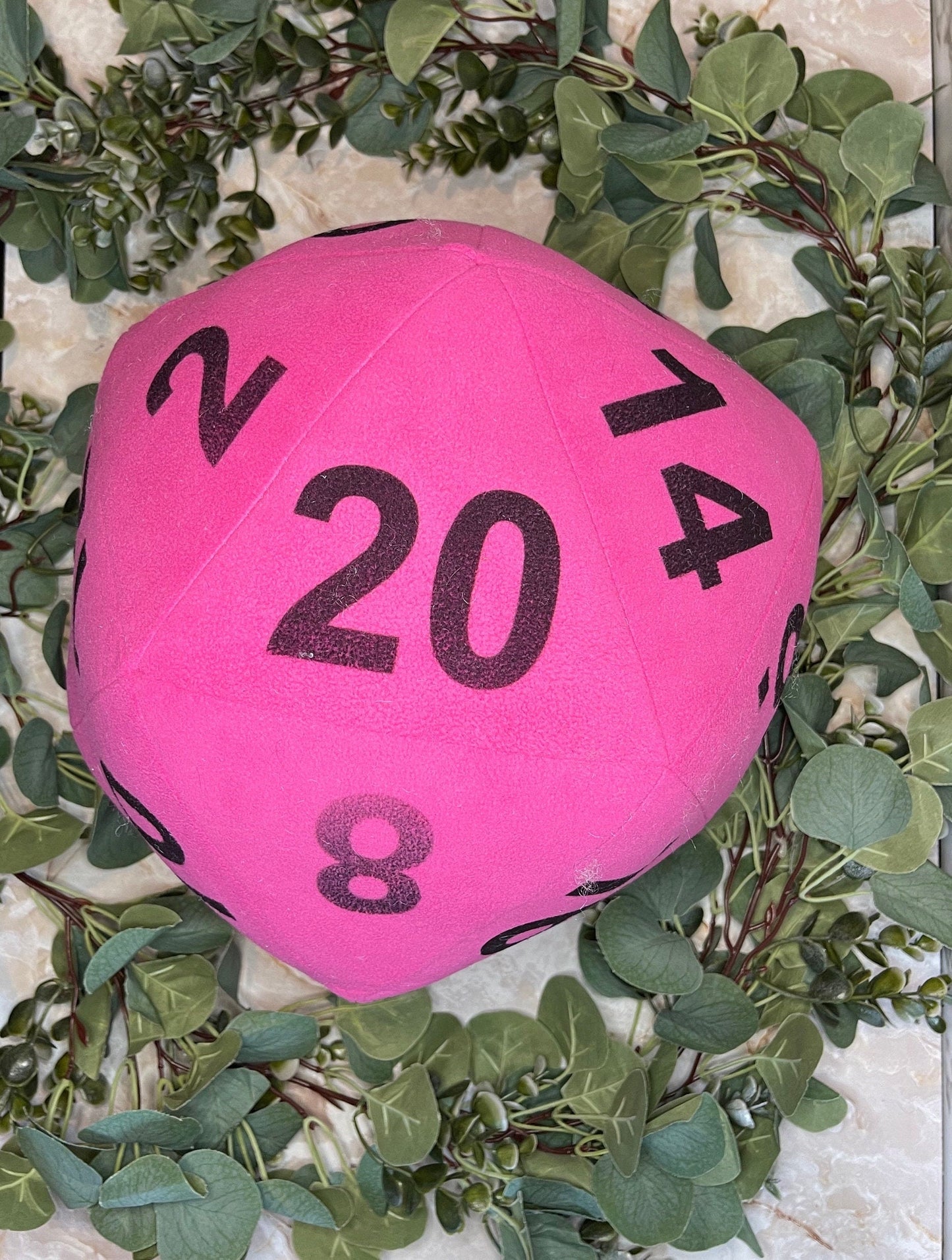 Hot Pink D20 Plush Pillow