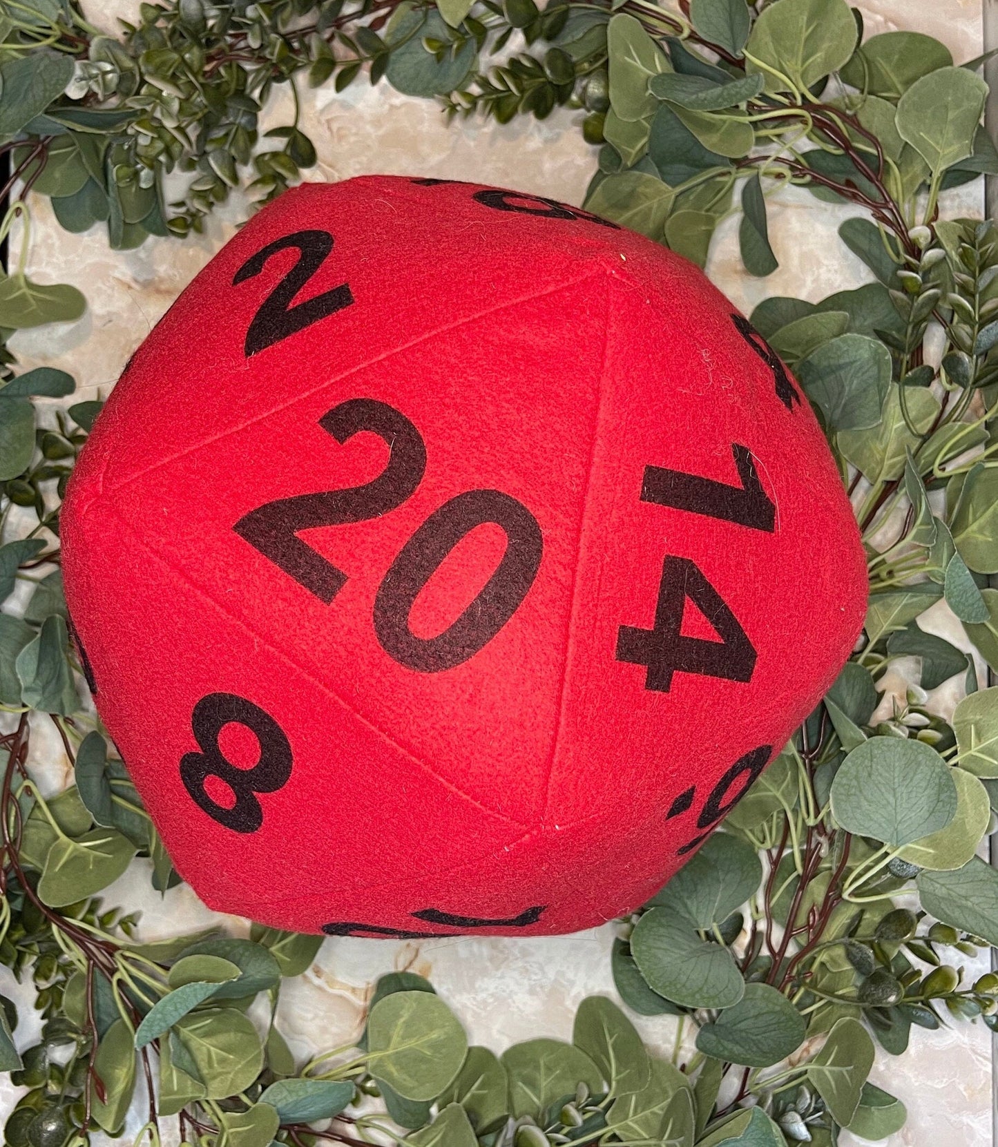 Red D20 Plush Pillow