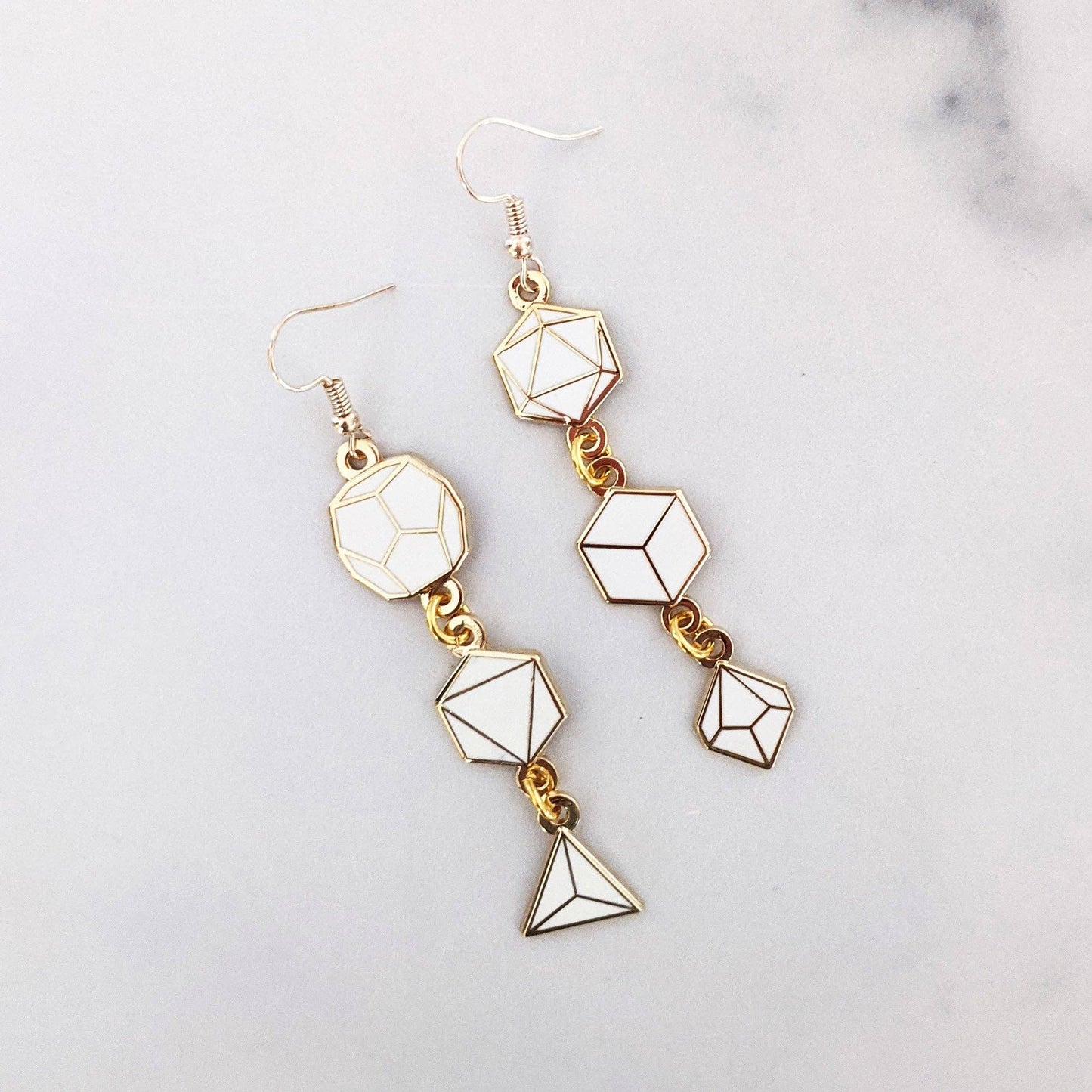 Roll the White Dice - Dangle Earrings