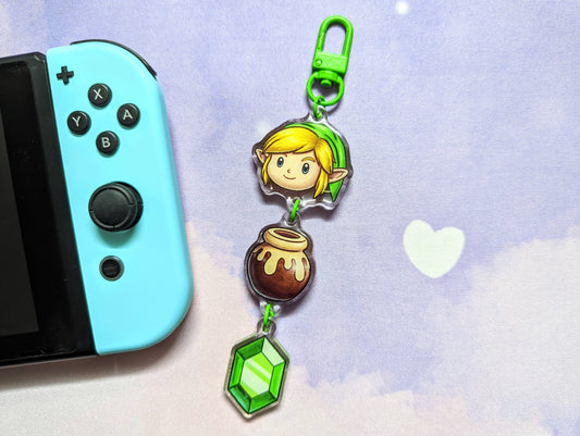 Green Video Game 3-in-1 Linking Acrylic Keychain