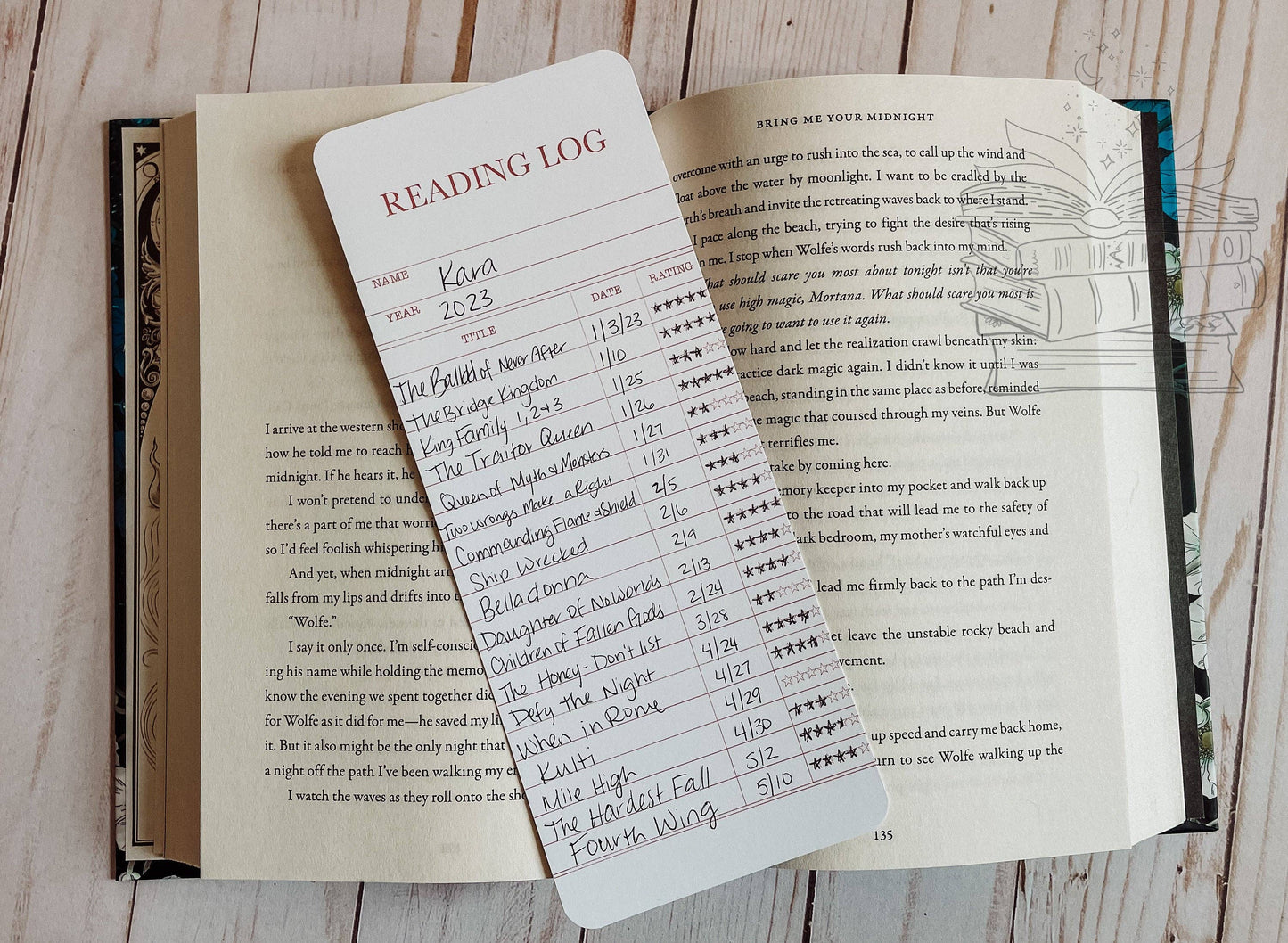 Reading Log Bookmark- vintage style library card