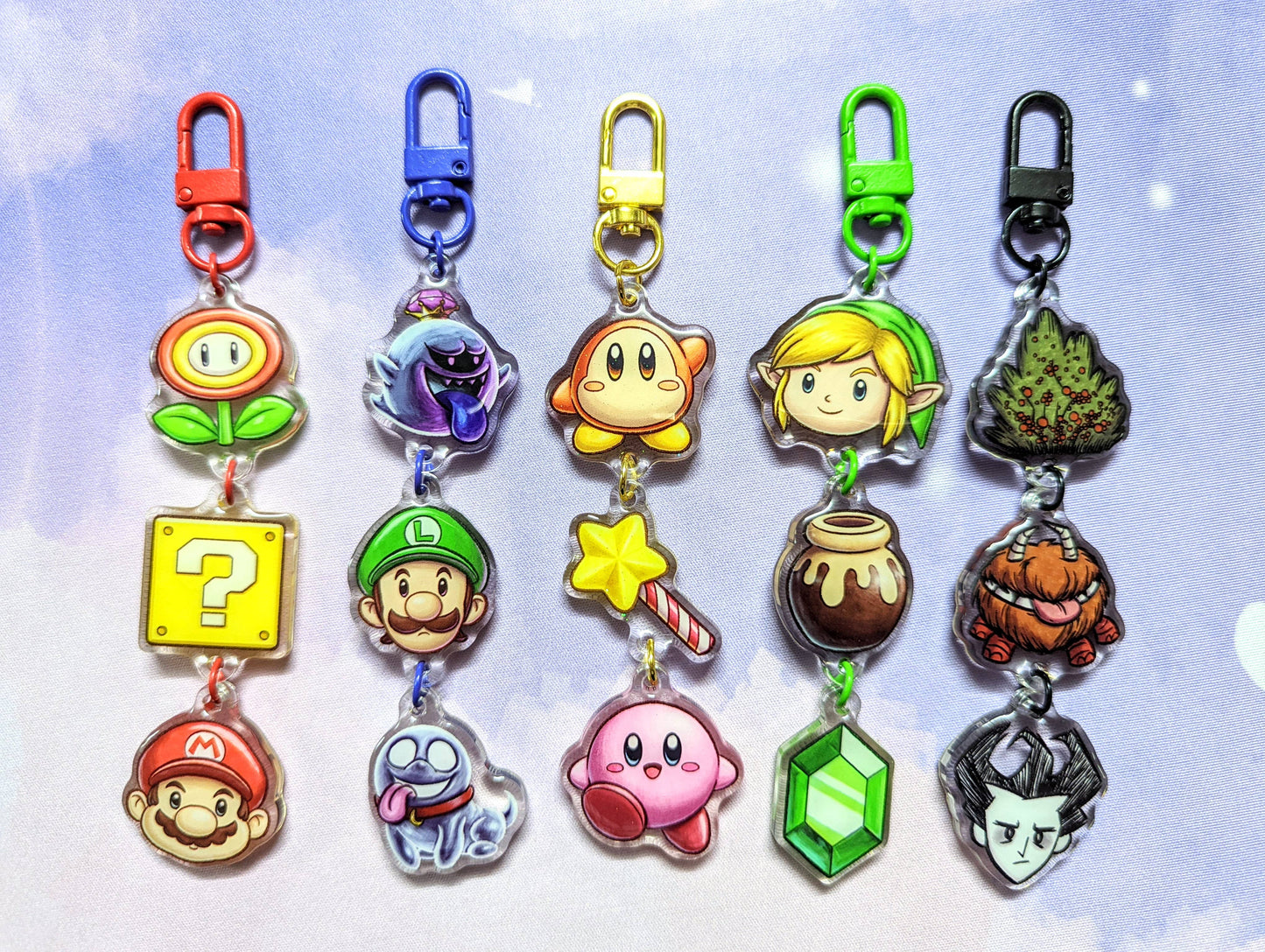 Video Game Cute 3-in-1 Linking Glitter Acrylic Keychain