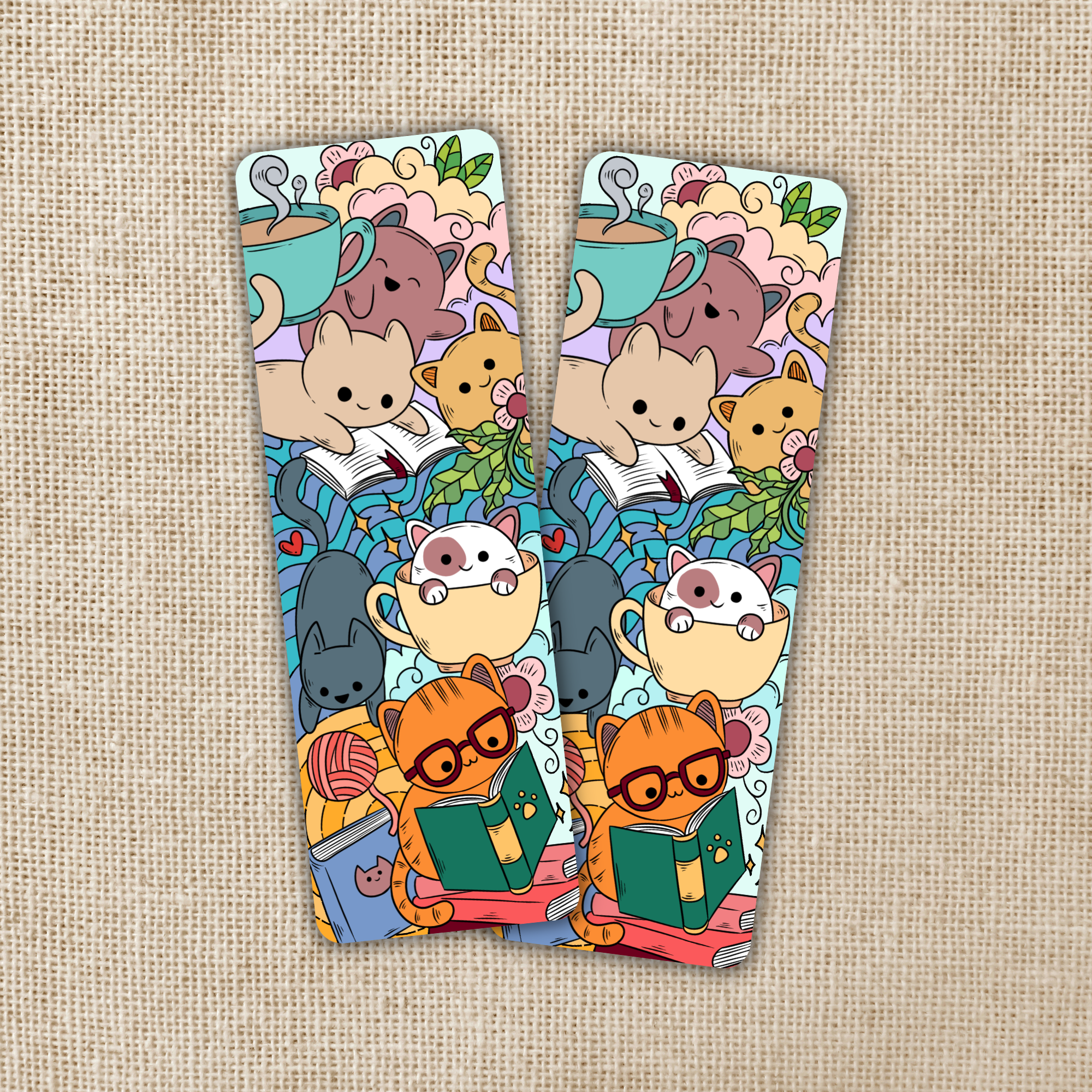 Reading Cat Pile Bookmark – Wild Magic Wonders
