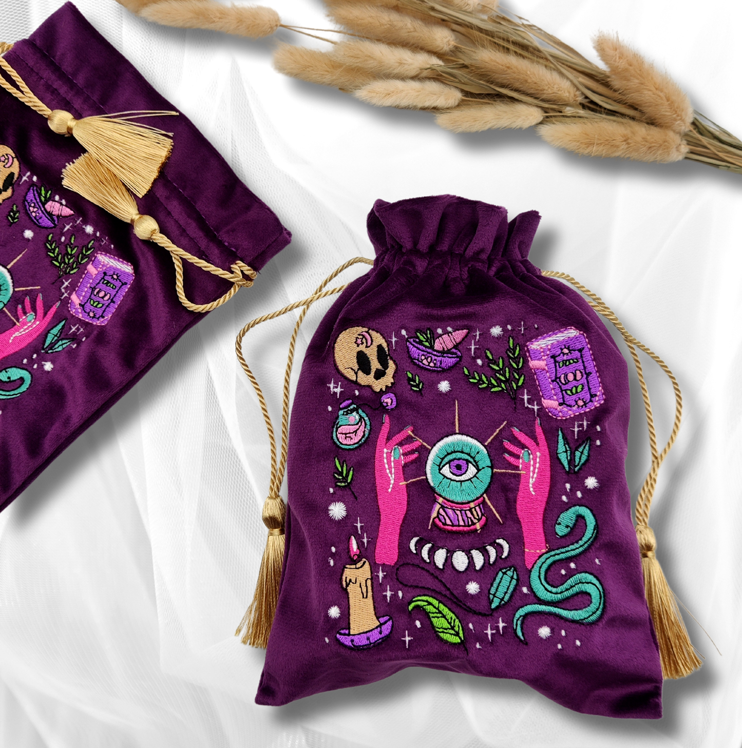 Purple Mystical Embroidered Pouch