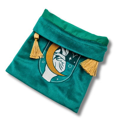 Green Embroidered Drawstring Pouch