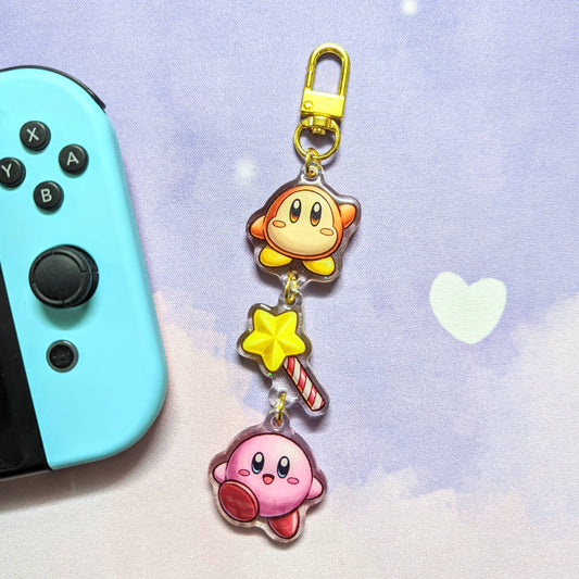 Video Game Cute 3-in-1 Linking Glitter Acrylic Keychain