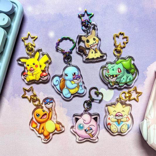OG Poke Friends Double-Sided Glitter Acrylic Keychain