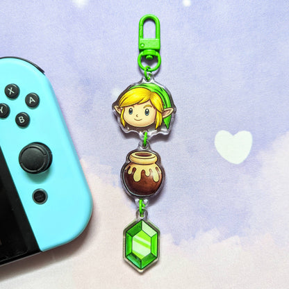 Green Video Game 3-in-1 Linking Acrylic Keychain