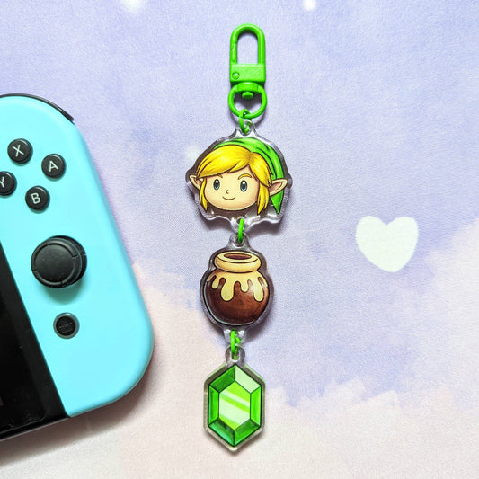 Green Video Game 3-in-1 Linking Acrylic Keychain