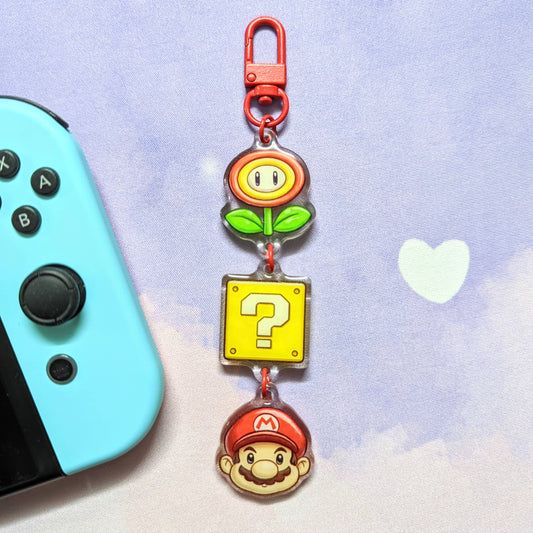 Video Game Plumber Character 3-in-1 Linking Acrylic Keychain