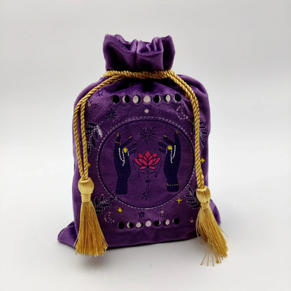Purple Embroidered Drawstring Pouch