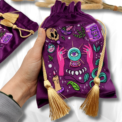 Purple Mystical Embroidered Pouch