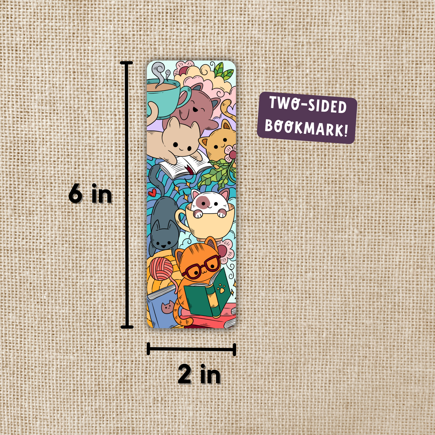 Reading Cat Pile Bookmark