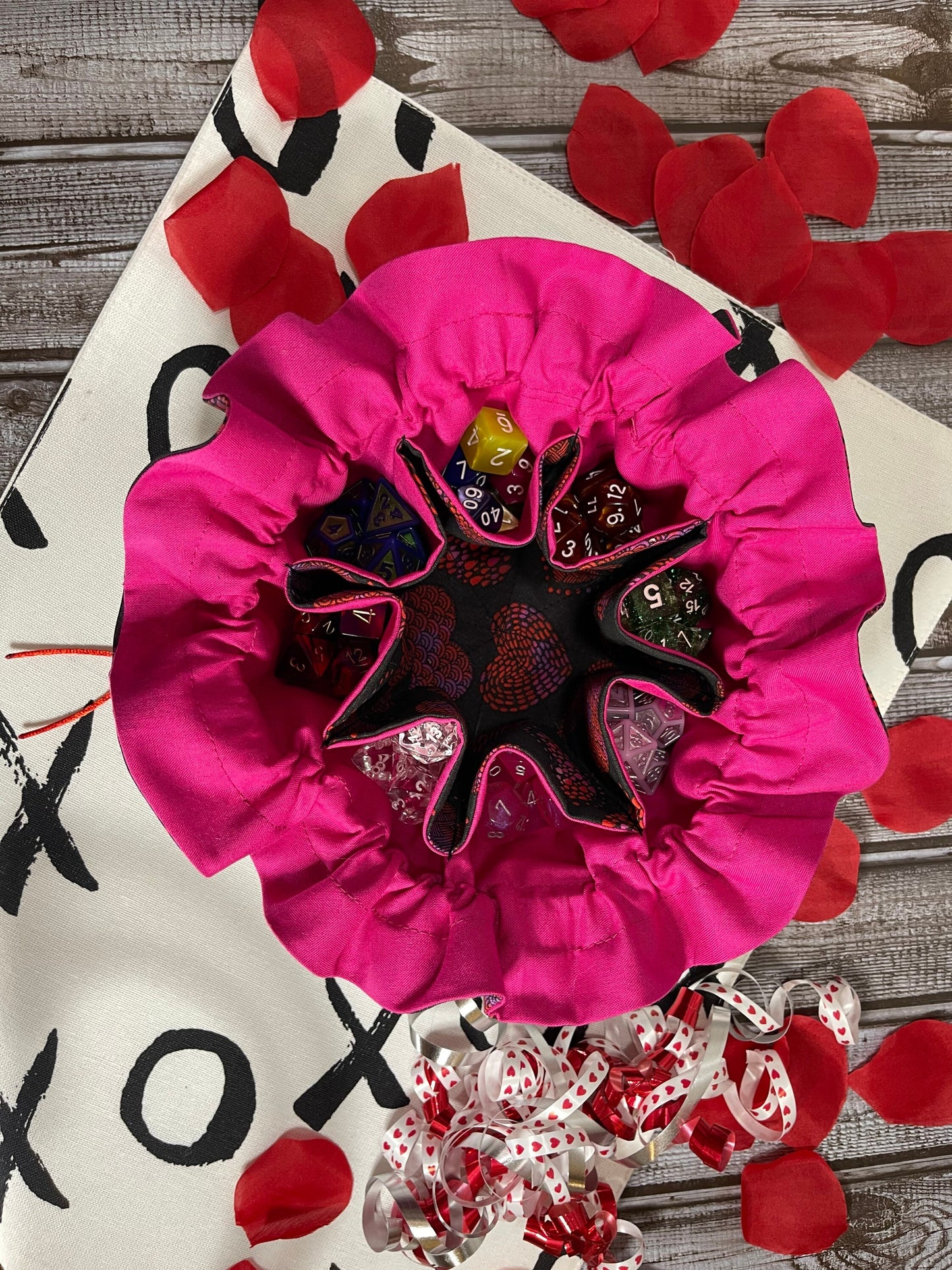 Heart Black and Pink Section Dice Bag