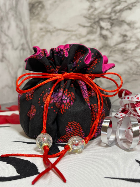 Heart Black and Pink Section Dice Bag