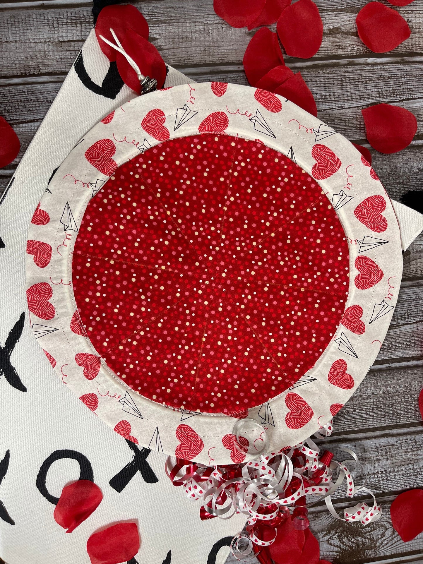 Love Note Red and White Section Bag