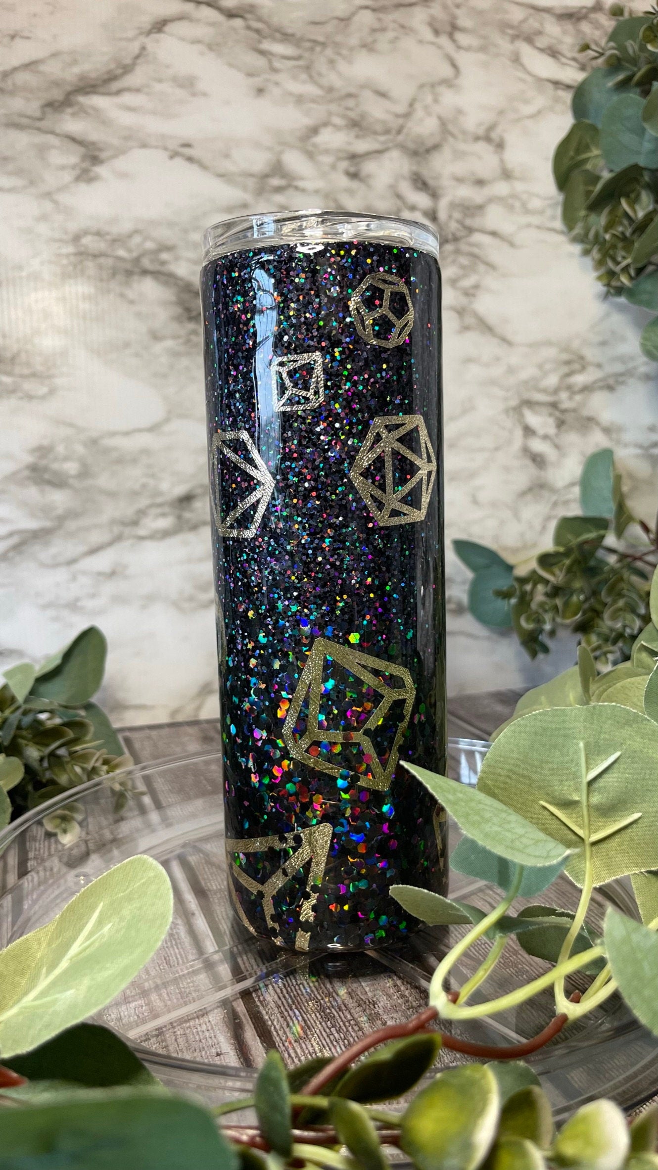 Dice Glitter Epoxy Tumbler