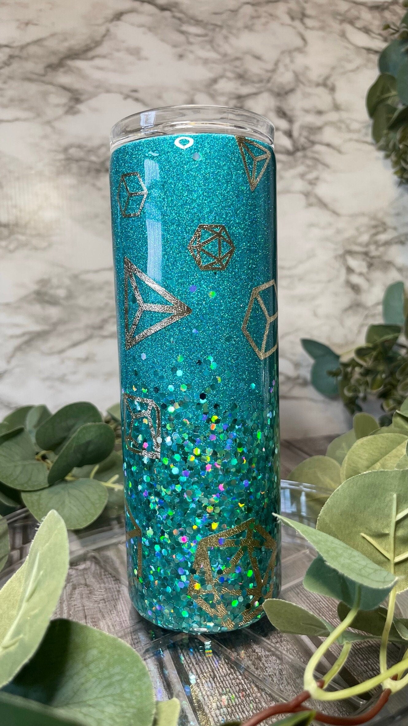 Dice Glitter Epoxy Tumbler