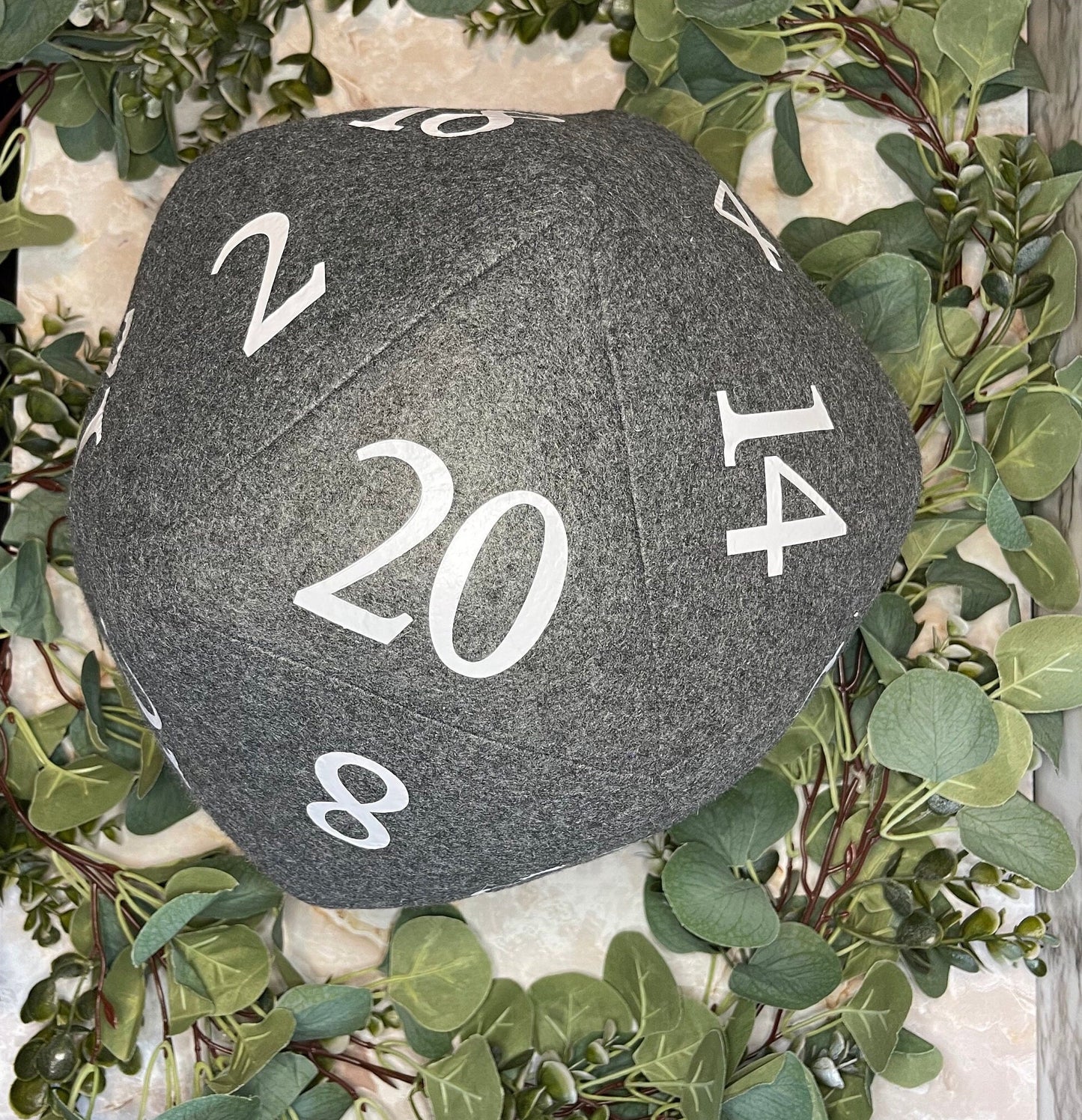 Dark Grey D20 Plush Pillow