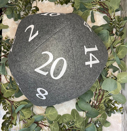 Dark Grey D20 Plush Pillow