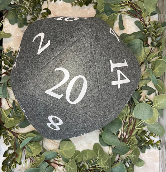 Dark Grey D20 Plush Pillow