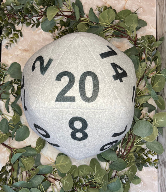 Gray D20 Plush Pillow