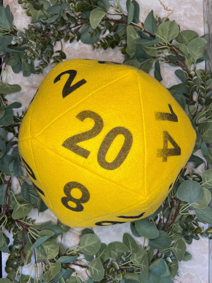 Yellow D20 Plush Pillow