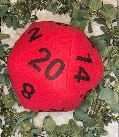 Red D20 Plush Pillow