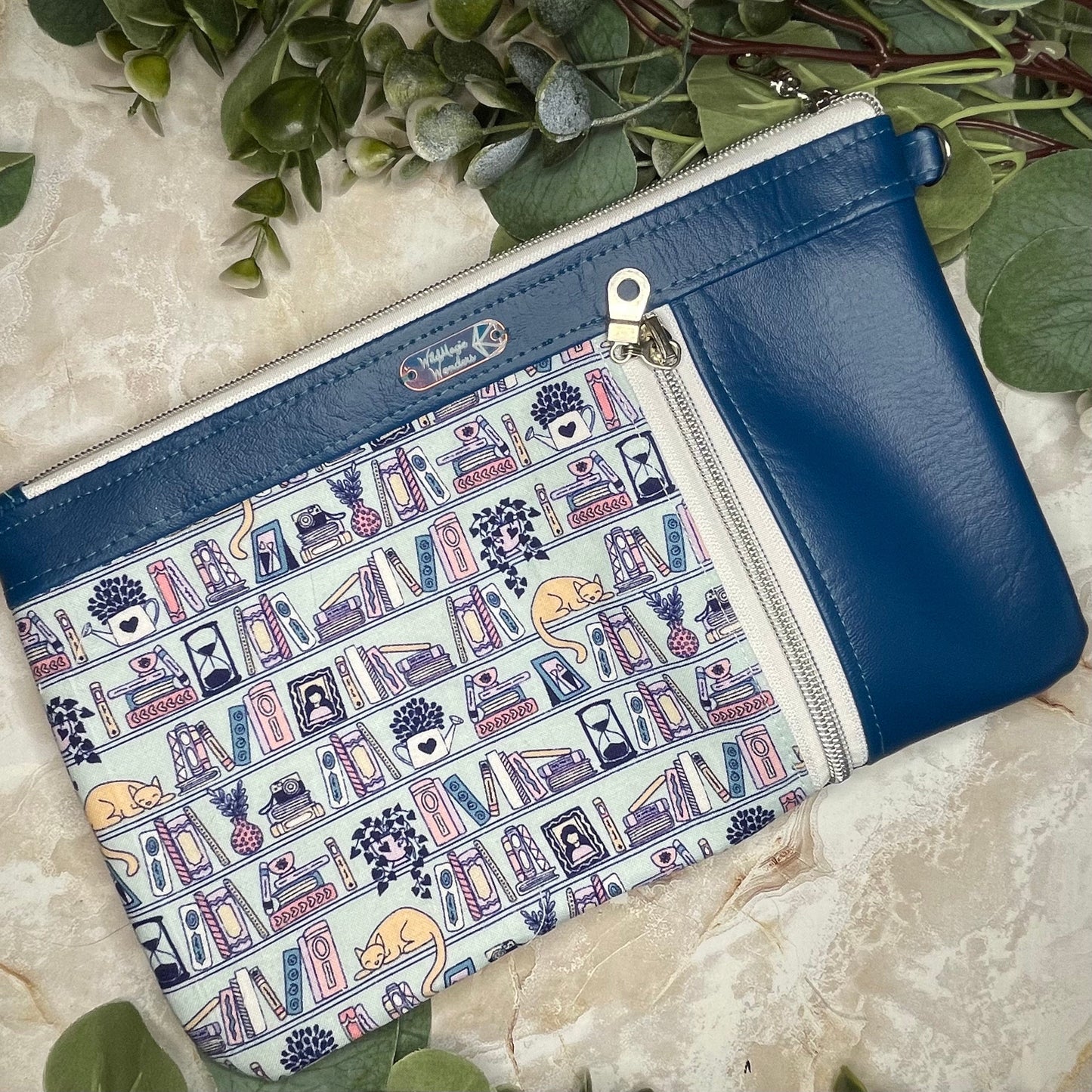 Bookish Floral Witch Moon Phase Large Clutch Wallet with card pockets