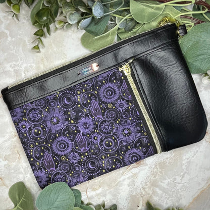 Bookish Floral Witch Moon Phase Large Clutch Wallet with card pockets
