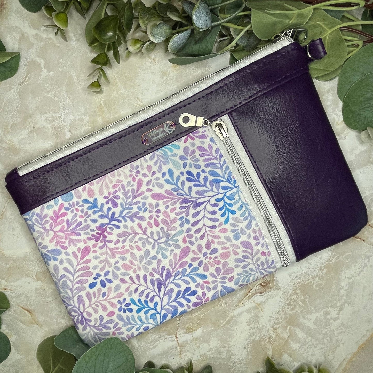Bookish Floral Witch Moon Phase Large Clutch Wallet with card pockets